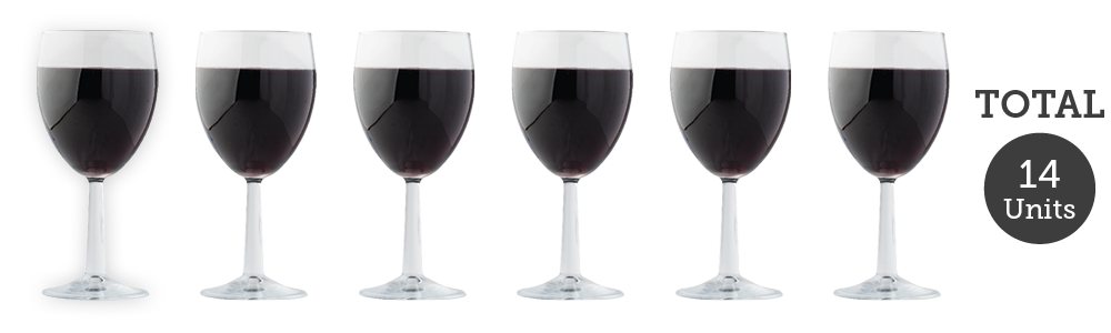 6 medium glasses of red wine